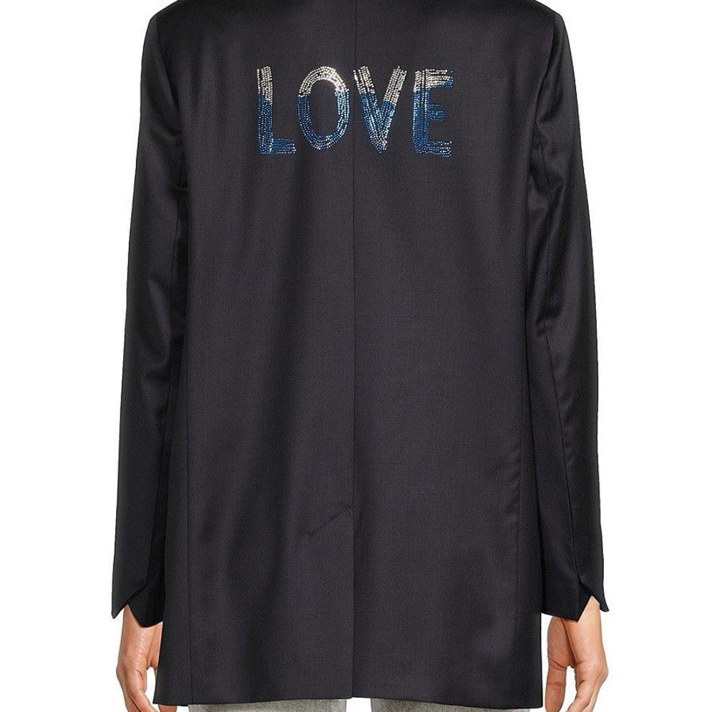 Zadig & Voltaire Black Blazer with Black LOVE Embroidery - Picture 9 of 15